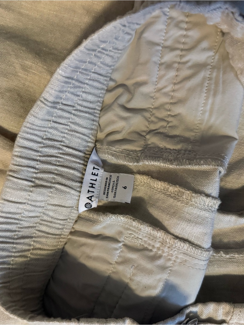 Athleta Neutral Beige Drawstring Waist Pants - Picture 3 of 3